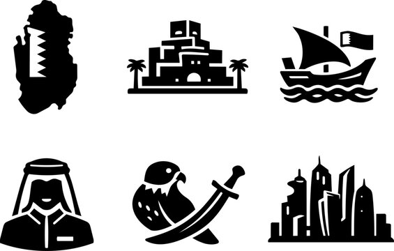 Qatar vector icon set 
