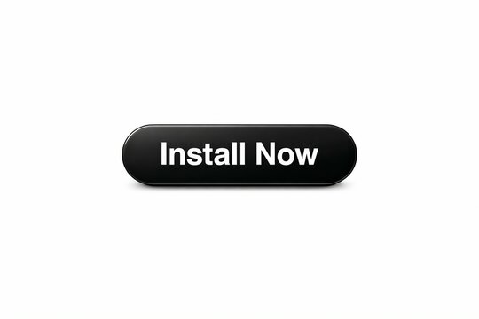 Modern black button with install now text for website call to action