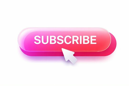 Bright pink subscribe button with clickable cursor effect