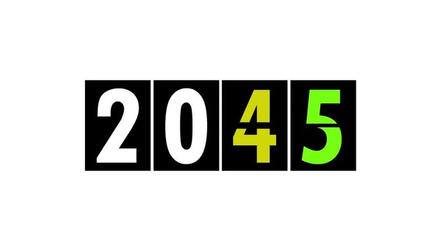 2045 New Year change calendar icon animation with white background.Flip countdown timer with changing numbers of year.