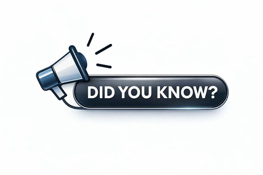 Fun megaphone icon with did you know text in speech bubble