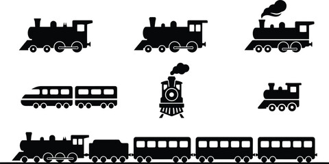 Obraz premium Set of black train icons