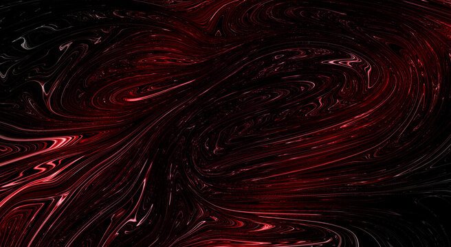 Dynamic crimson and ebony liquid swirls create a mesmerizing, chaotic dance of color and shadow, forming an abstract and intense background texture with fluid motion for captivating visual projects