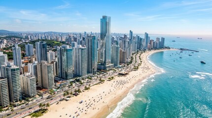 Fototapeta premium Aerial view of balneario camboriu beach and skyscrapers in brazil