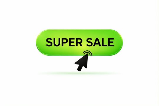 Green super sale button with click effect
