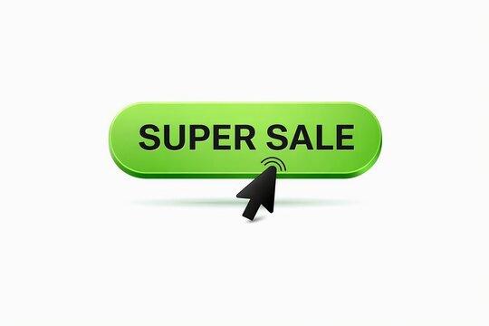Green super sale button with cursor click effect