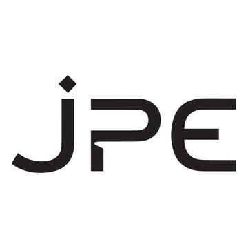 Modern minimalist black letter JPE typographic wordmark logo isolated on white background