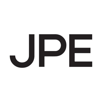 Modern minimalist black letter JPE typographic wordmark logo isolated on white background