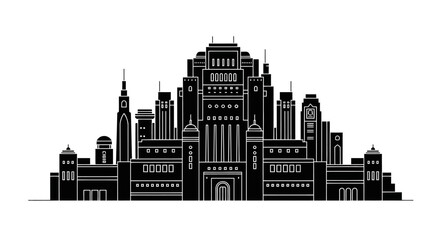 Fototapeta premium Minimalist City Skyline Silhouette Illustration ? Urban Concept