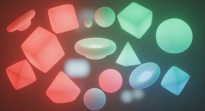Abstract geometric shapes floating