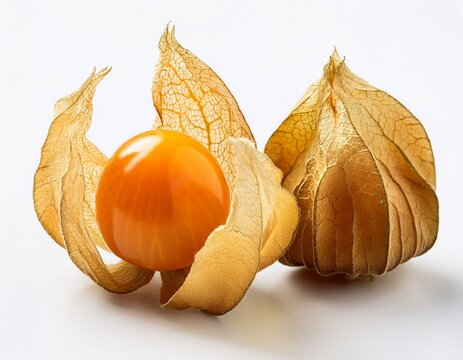 golden berry physalis peruviana fruit white background