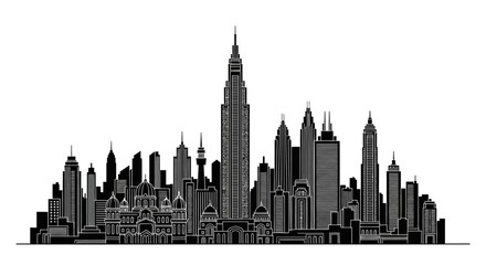 Obraz premium Modern City Skyline Silhouette Vector Illustration
