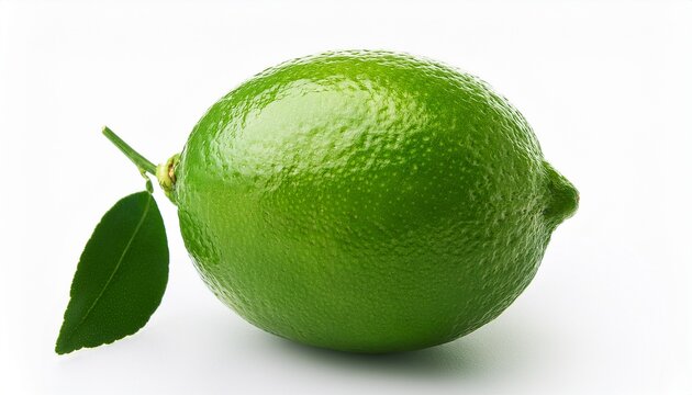 single green lime fruit isolated on white background