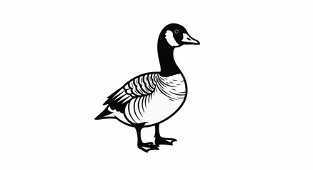 Fototapeta premium Stylized black and white illustration of a goose standing