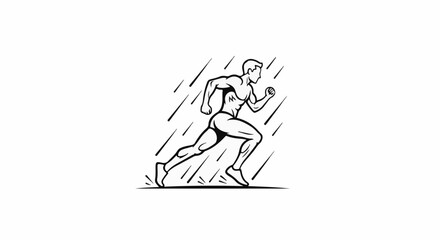 Obraz premium Stylized black and white illustration of a muscular male runner in motion