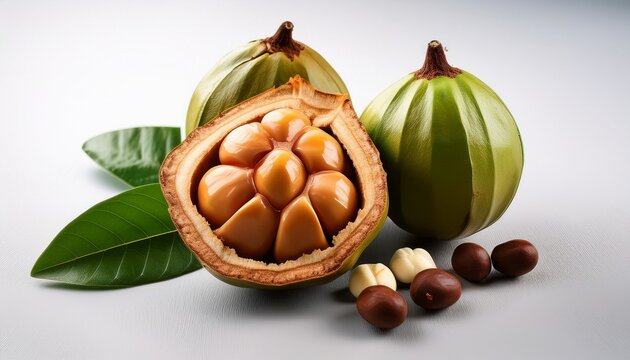 fresh guarana fruit peeled showing seed and pulp