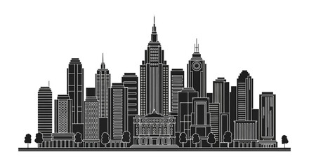 Fototapeta premium Modern City Skyline Silhouette with Skyscrapers ? Urban Design