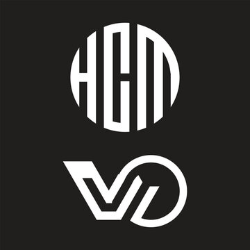 Monogram logos, letter icons, HGM, VD, white on black