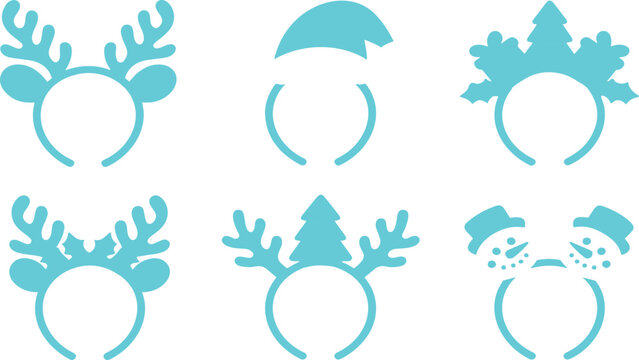 Christmas Headband Vector Set Festive Party Cartoon Accessories Collection