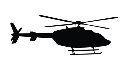 Black helicopter silhouette against a white background © asma
