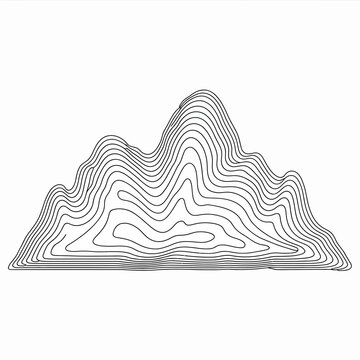 Topographic mountain map illustration contour lines black and white vector landscape