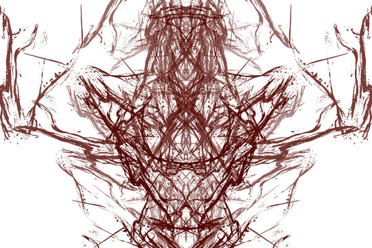 Rorschach test, mysterious symmetrical figures, created by computer.