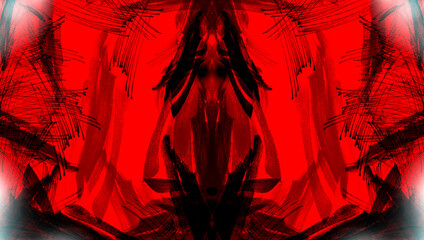 Rorschach test, mysterious symmetrical figures, created by computer. © Menorcaevo