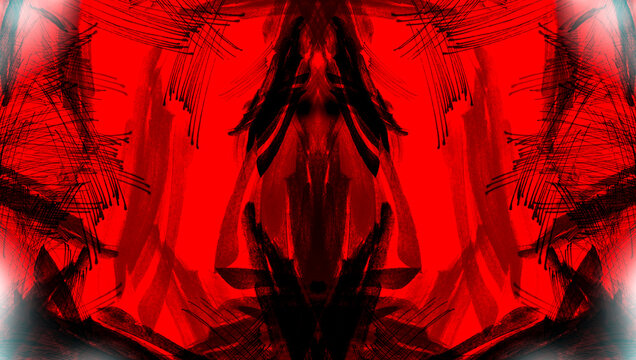 Rorschach test, mysterious symmetrical figures, created by computer.