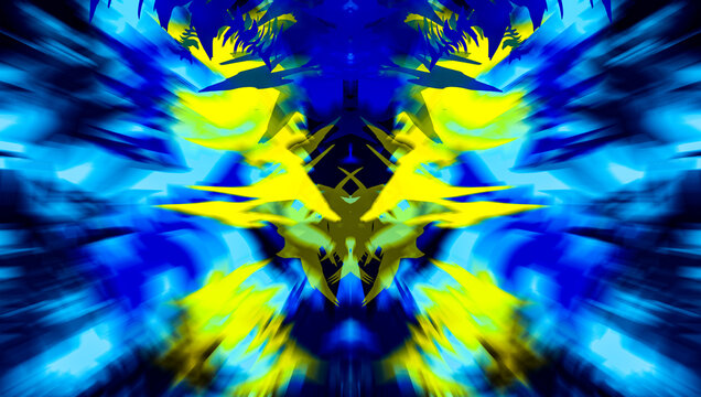 Rorschach test, mysterious symmetrical figures, created by computer.