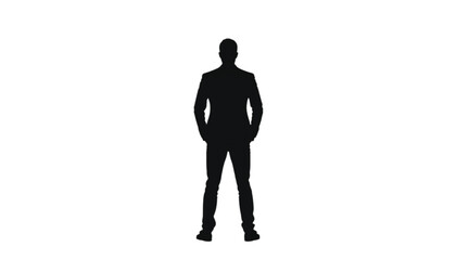 Fototapeta premium Businessman stands in a neutral posture to portray a steady and reliable professional foundation.