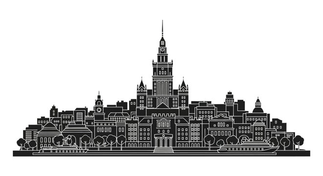 Moscow State University Skyline Silhouette ? Iconic Russian Architecture