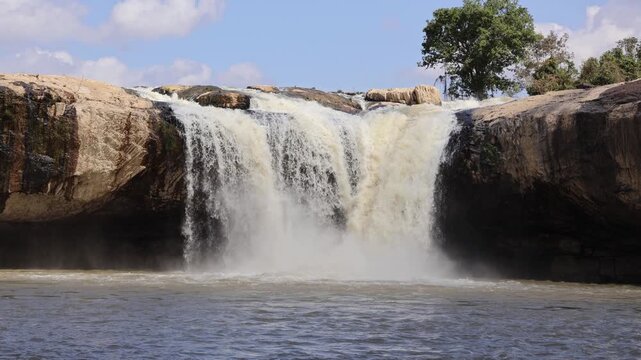 Relaxing waterfall background for meditation and mindfulness, Dray Sap Waterfall Vietnam