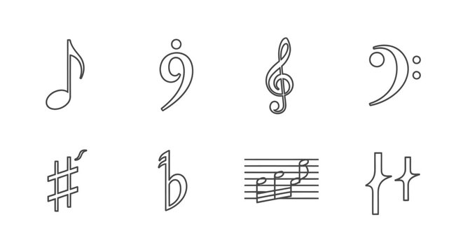 Musical Notations Collection: Notes, Clefs, Sharps, Flats and Staff