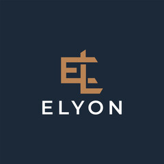 Obraz premium Modern geometric letter EL monogram property logo vector