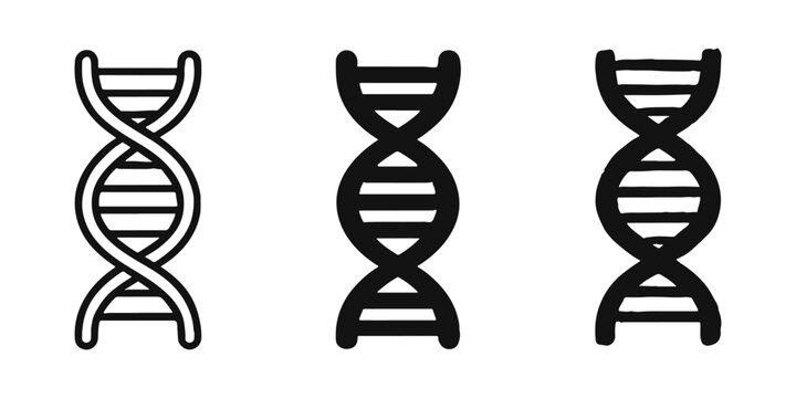DNA double helix icon set for genetics and biotechnology research