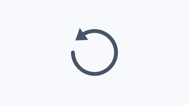 Minimalist single rollback icon for refresh or undo actions, representing process reversal, history recall, or restart functionality in digital interfaces