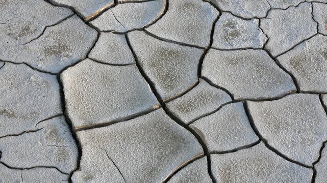Fissures across cracked dry soil surface show severe drought and erosion patterns clearly. Close view emphasizes aridity hardened crust polygon cracks climate stress on ground.