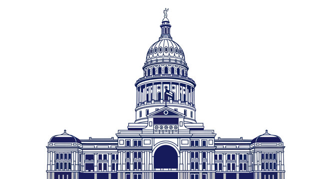 Texas State Capitol Building Illustration, Austin, USA