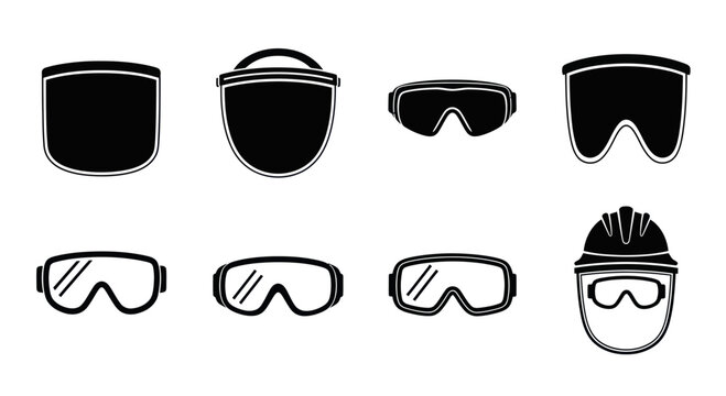 Safety Eye Protection Icons: Goggles, Face Shields, and Hard Hat
