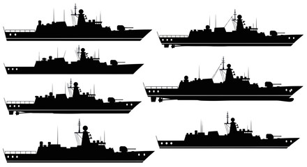 Naval Warship Silhouettes Collection © firia