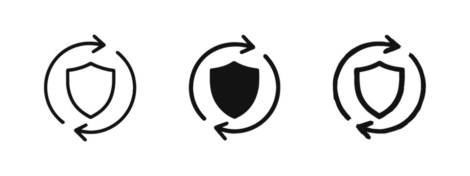 Continuous Protection and Security Update Shield Icon Set