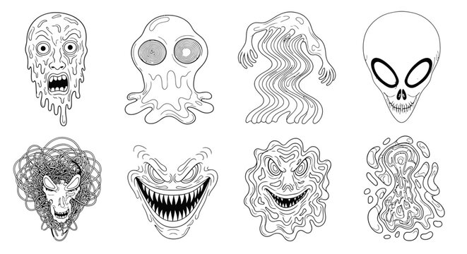 Monsters and Aliens: Spooky Hand-Drawn Characters Collection