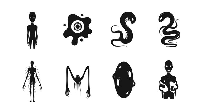 Monsters and Aliens Collection: Spooky Creatures, Ghosts, and Eerie Icons
