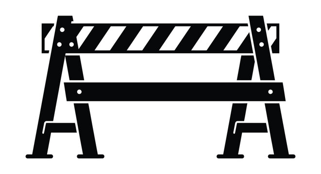 Road barrier with striped tape black silhouette