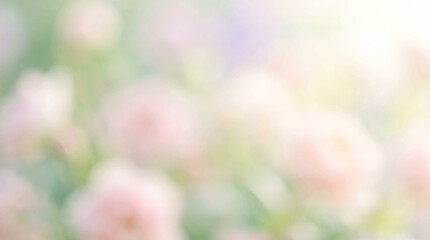 Pink bokeh floral garden with blooming spring flowers and soft colorful blur background © Nayan