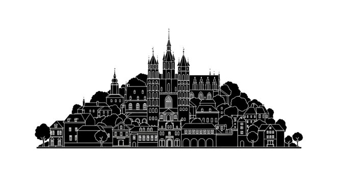 Prague Castle silhouette skyline illustration ? historic city icon
