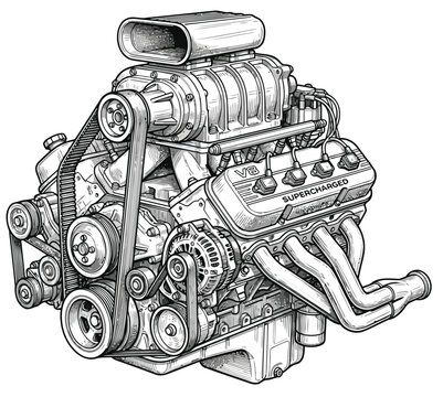 cool v8 engine vector image