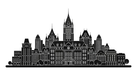 Fototapeta premium Quebec City Skyline Silhouette ? Minimalist Architectural Vector Art
