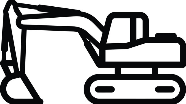excavator machine icon simple line art style
