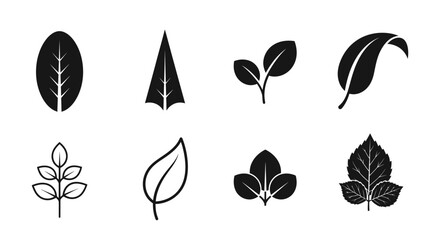 Diverse Leaf Silhouettes Collection, Nature Icons, Botanical Graphics © Wilujeng Graphic